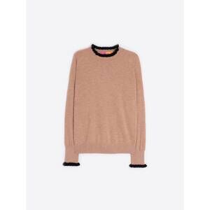 NEW VILAGALLO women's ruffle knit sweater in beige/ black